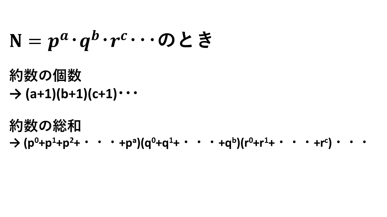 正の約数の個数と総和 大学受験の王道
