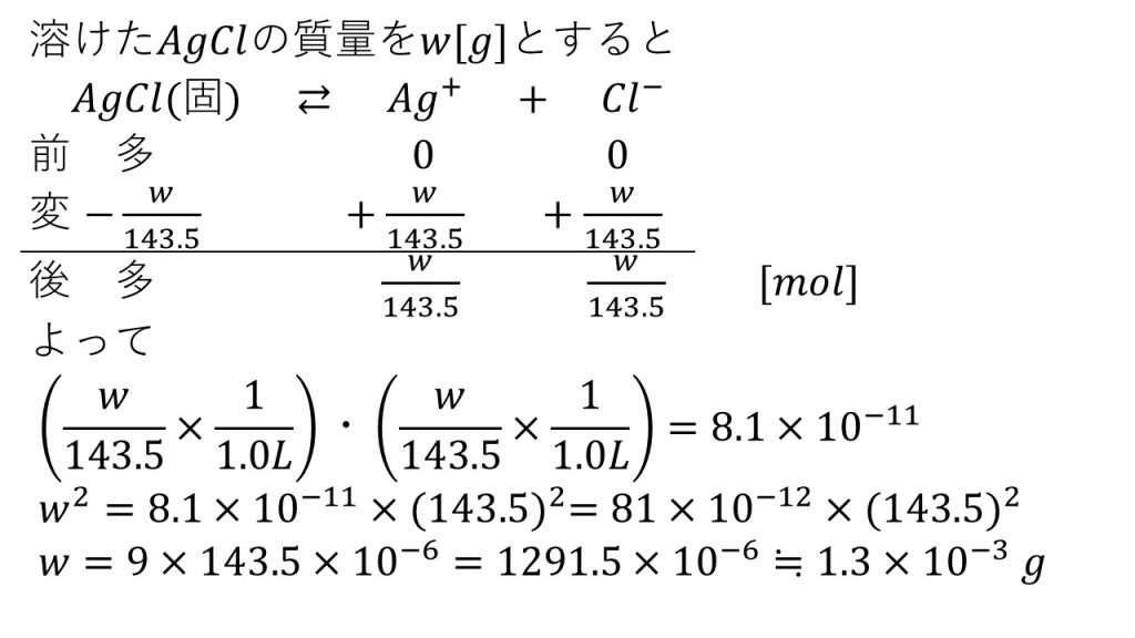 溶解平衡 溶解度積 の計算 問題と答え 化学計算の王道 大学受験の王道